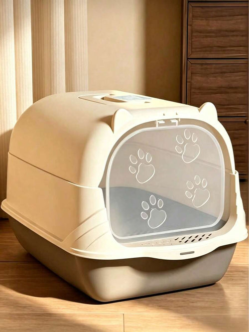Upgraded Enclosed Cat Litter Box With Lid, Large Size, Anti-Splash Door Design, Portable Handle, Easy To Clean, Includes Cat Litter Scoop, Suitable For Indoor Cats