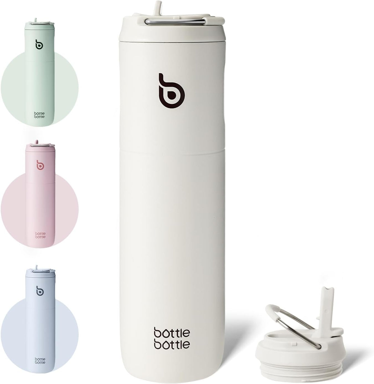 Bottle Bottle Stainless Steel Water Bottle 700ml with Straw and Lid Sports Insulated Metal Water Bottles with Handle(Light Gray)