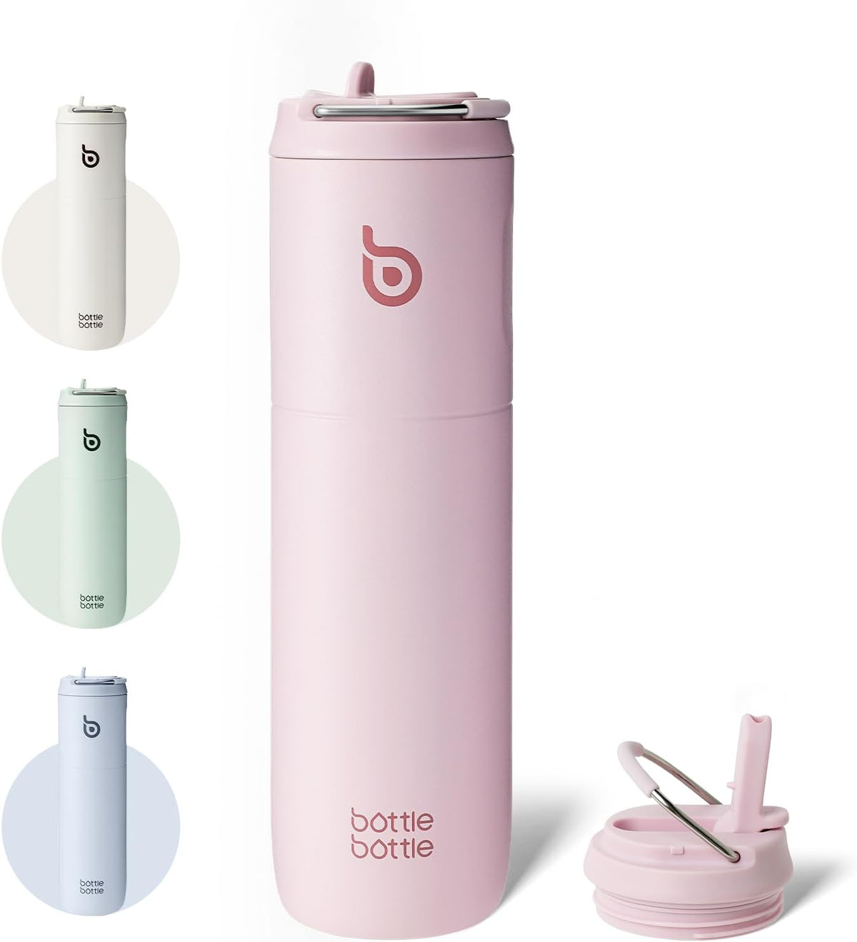 Bottle Bottle Stainless Steel Water Bottle 700ml with Straw and Lid Sports Insulated Metal Water Bottles with Handle(Light Gray)