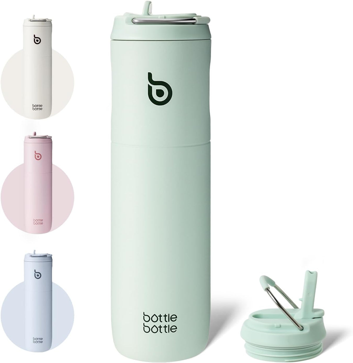 Bottle Bottle Stainless Steel Water Bottle 700ml with Straw and Lid Sports Insulated Metal Water Bottles with Handle(Light Gray)