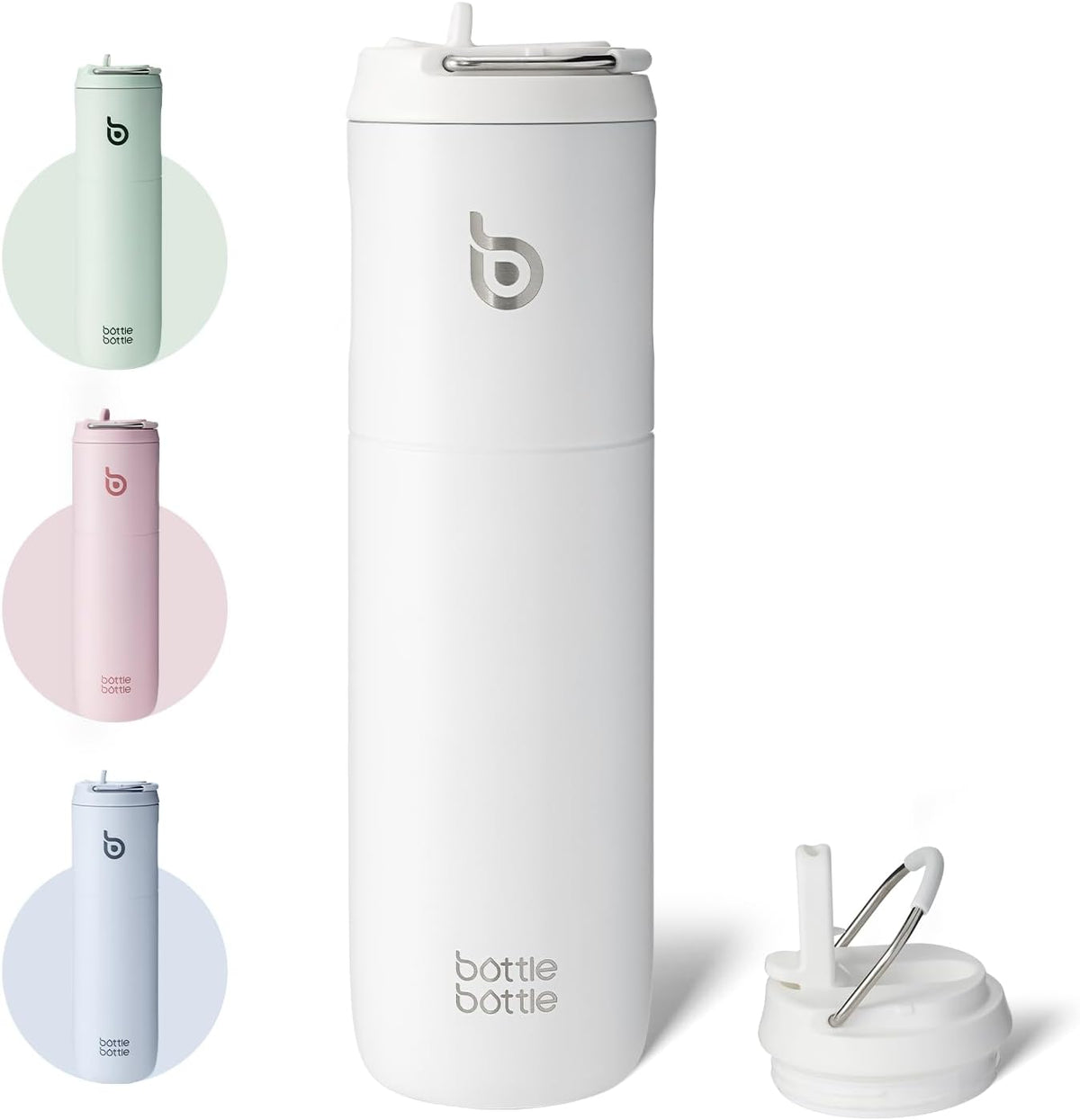 Bottle Bottle Stainless Steel Water Bottle 700ml with Straw and Lid Sports Insulated Metal Water Bottles with Handle(Light Gray)