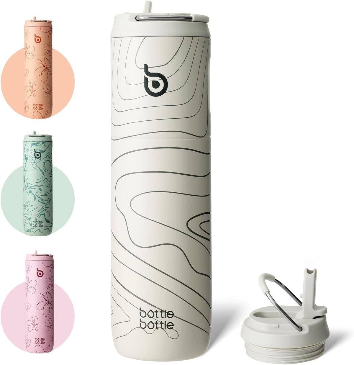 Bottle Bottle Stainless Steel Water Bottle 700ml with Straw and Lid Sports Insulated Metal Water Bottles with Handle(Light Gray)