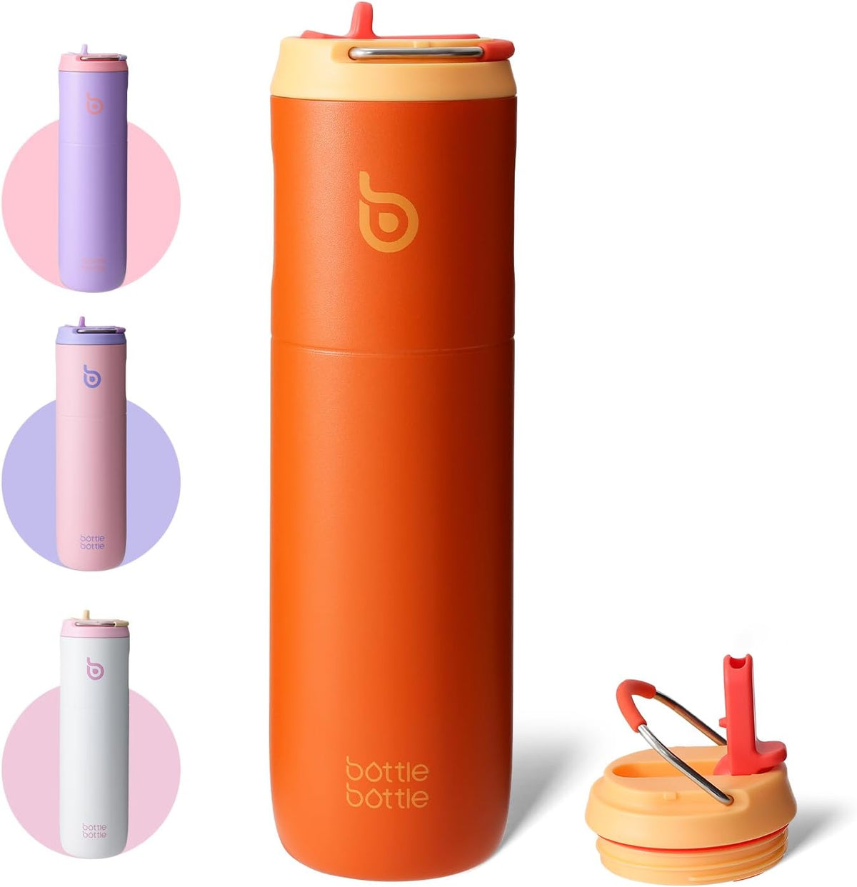 Bottle Bottle Stainless Steel Water Bottle 700ml with Straw and Lid Sports Insulated Metal Water Bottles with Handle(Light Gray)