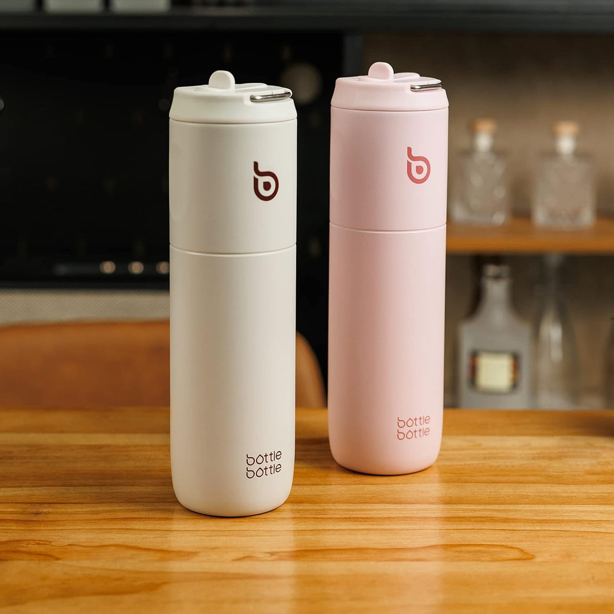 Bottle Bottle Stainless Steel Water Bottle 700ml with Straw and Lid Sports Insulated Metal Water Bottles with Handle(Light Gray)