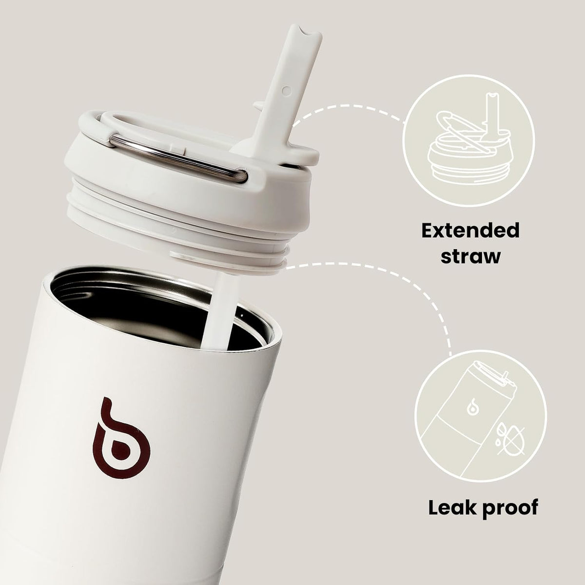 Bottle Bottle Stainless Steel Water Bottle 700ml with Straw and Lid Sports Insulated Metal Water Bottles with Handle(Light Gray)