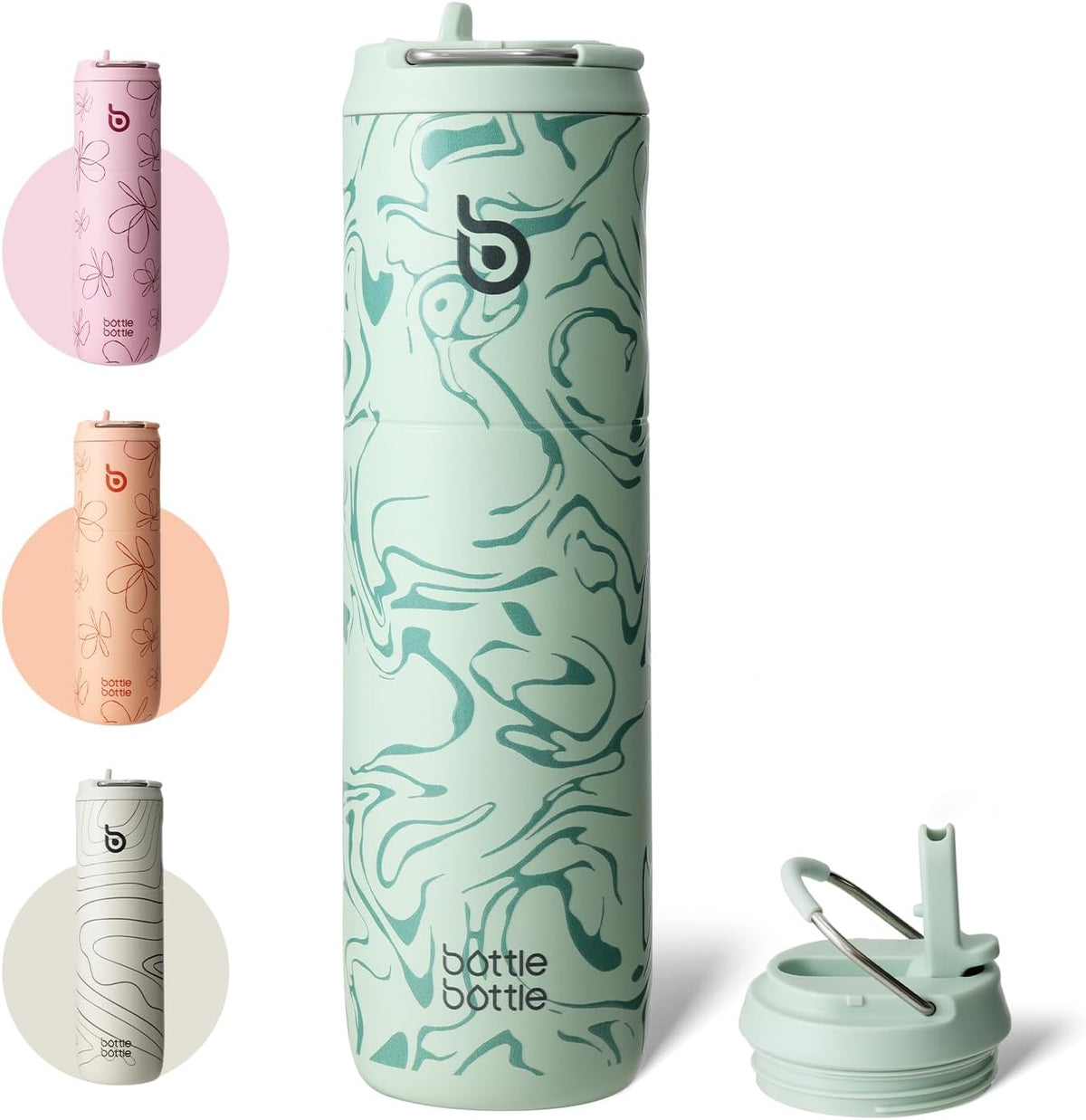 Bottle Bottle Stainless Steel Water Bottle 700ml with Straw and Lid Sports Insulated Metal Water Bottles with Handle(Light Gray)
