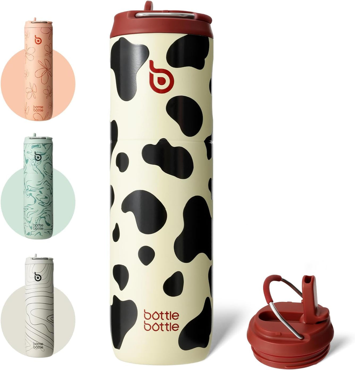 Bottle Bottle Stainless Steel Water Bottle 700ml with Straw and Lid Sports Insulated Metal Water Bottles with Handle(Light Gray)