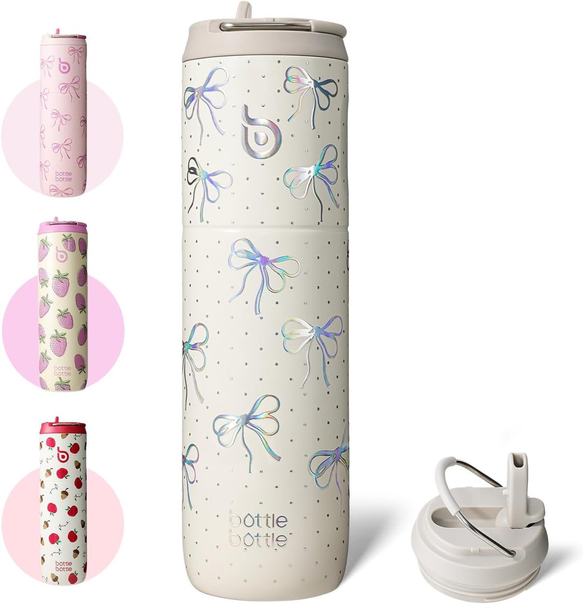 Bottle Bottle Stainless Steel Water Bottle 700ml with Straw and Lid Sports Insulated Metal Water Bottles with Handle(Light Gray)