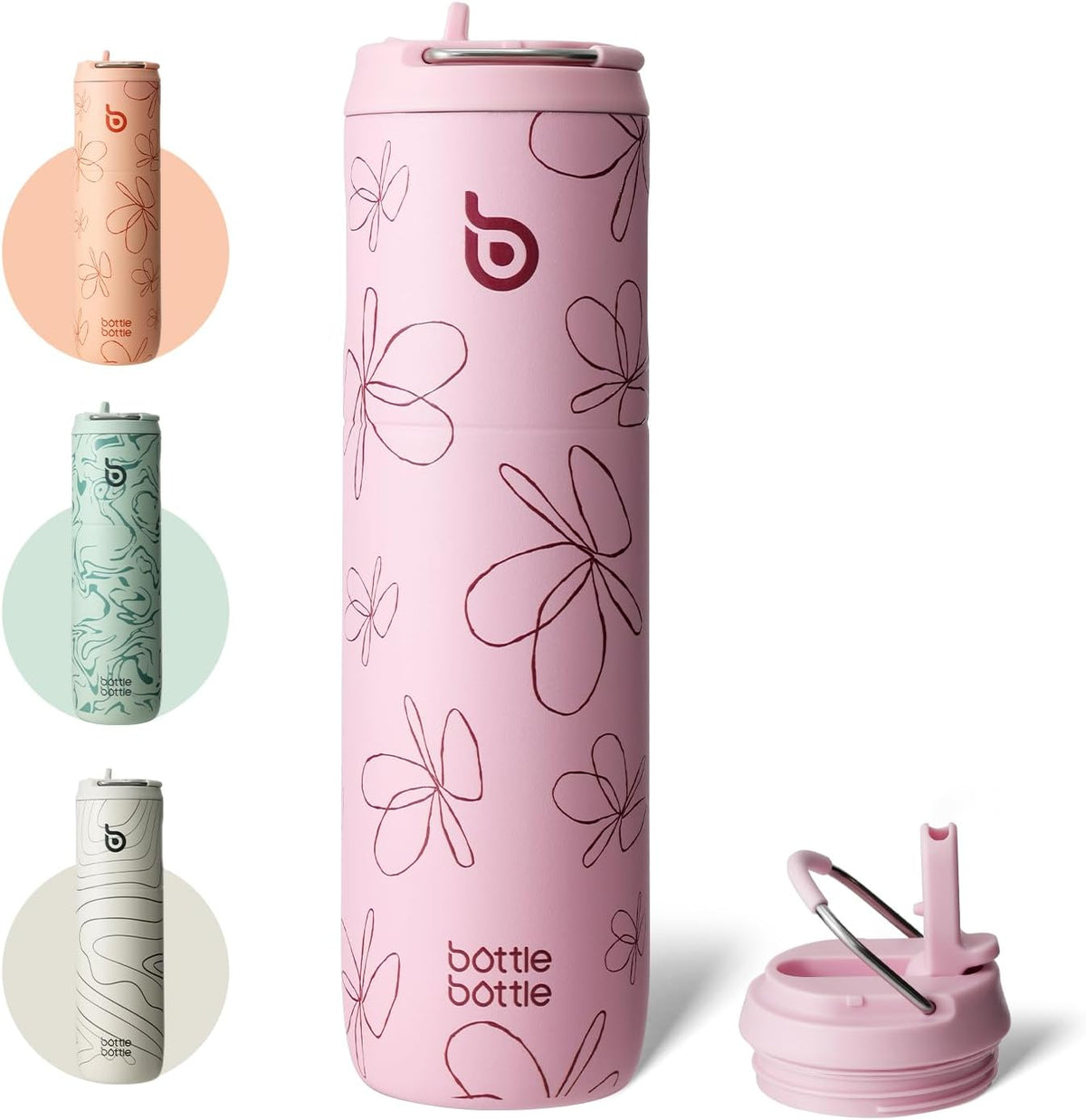 Bottle Bottle Stainless Steel Water Bottle 700ml with Straw and Lid Sports Insulated Metal Water Bottles with Handle(Light Gray)