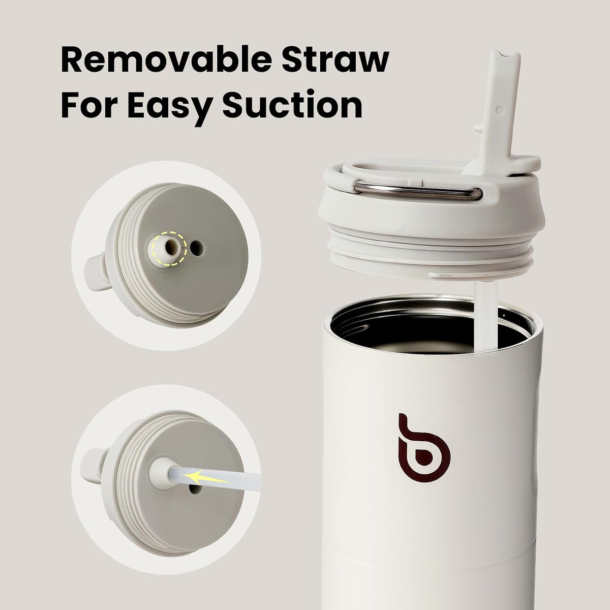 Bottle Bottle Stainless Steel Water Bottle 700ml with Straw and Lid Sports Insulated Metal Water Bottles with Handle(Light Gray)