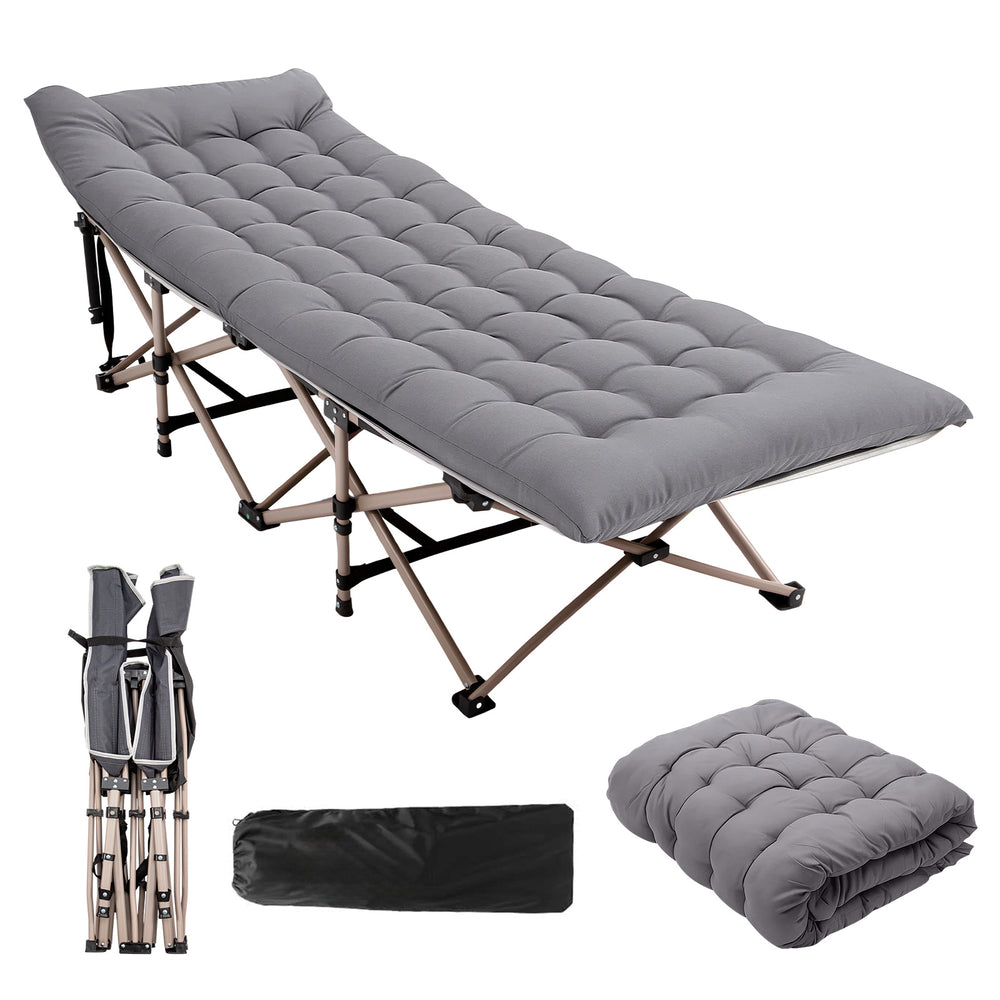 Portable Folding Bed Designed for Adults, Supports Up to 200Kg, Includes a Mattress Lightweight Yet Durable Frame, Ideal for Fishing, Camping, Home, Office, Travel, Picnics, And Family Use