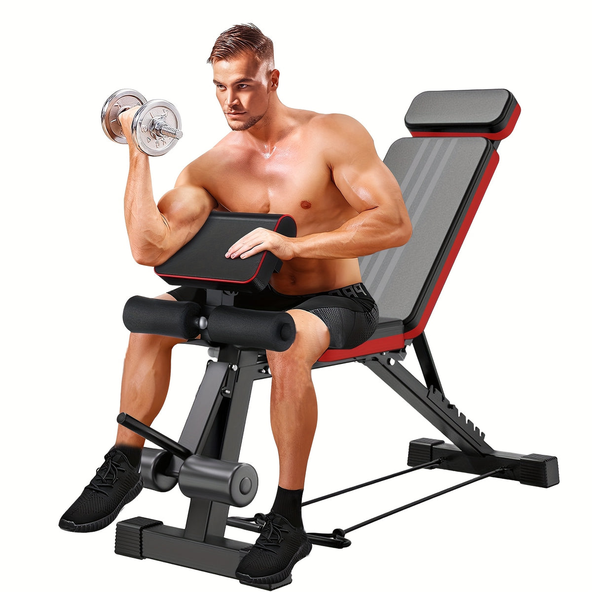 14-In-1 Multi-Functional Weight Bench, Pre-Assembled Foldable Dumbbell Bench, 453.59 KG Heavy-Duty Capacity, 6 Incline Levels, Home Gym Strength Trainer