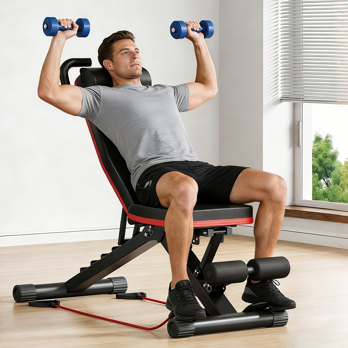 14-In-1 Multi-Functional Weight Bench, Pre-Assembled Foldable Dumbbell Bench, 453.59 KG Heavy-Duty Capacity, 6 Incline Levels, Home Gym Strength Trainer